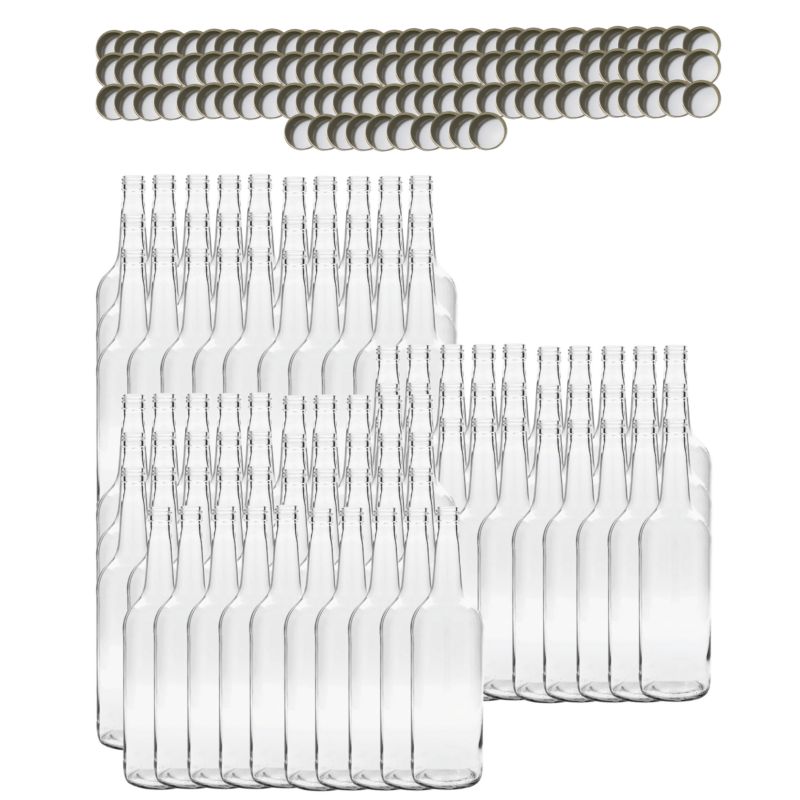 Butelki szklane MODO24 1000 ml 1 l na soki nalewki syropy i ocet fi 28 z nakrętkami 100 szt.