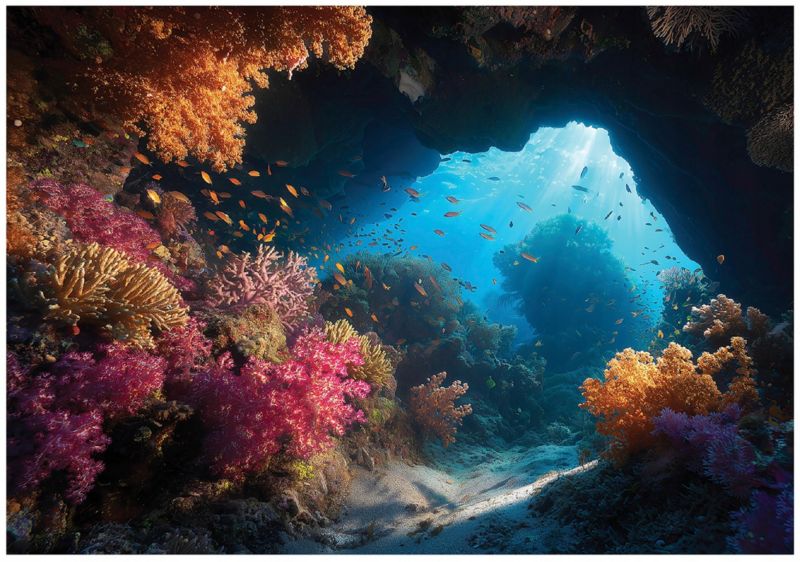 Fototapeta WALLARENA Do Sypialni Salonu Na Flizelinie Ocean Natura Rafa Koralowa Brązowy 250x175 cm 16109VX5 1 szt.