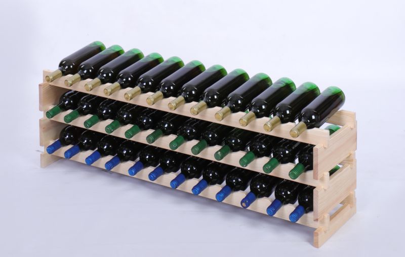 Stojak na wino MODO24 regał modułowy na butelki 3 leżnie x 12 butelek montaż bez narzędzi naturalne drewno 1 szt.