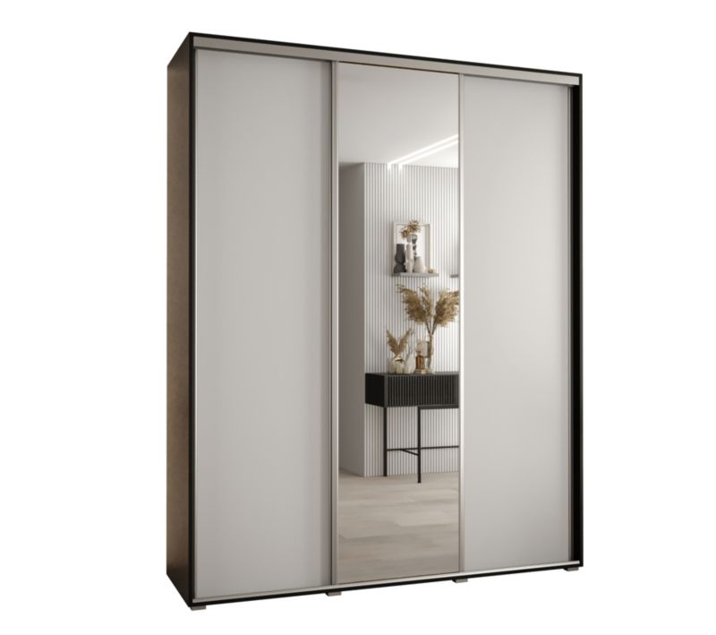 Szafa przesuwna Abiks DAVOS 3 wysoka szer.200cm gł.45cm czarny/biały/srebrny 1szt.