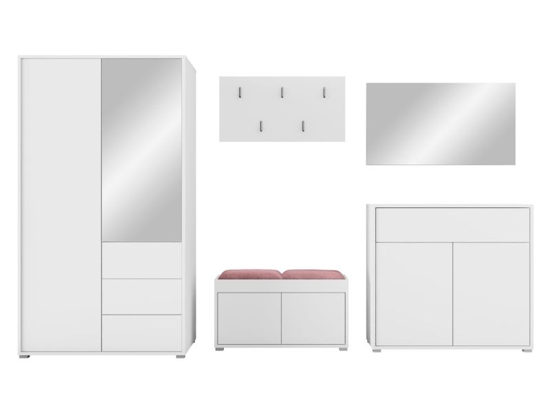 Zestaw MIRJAN 24 do przedpokoju Gesita V biały plusz pudrowy róż 1 szt.