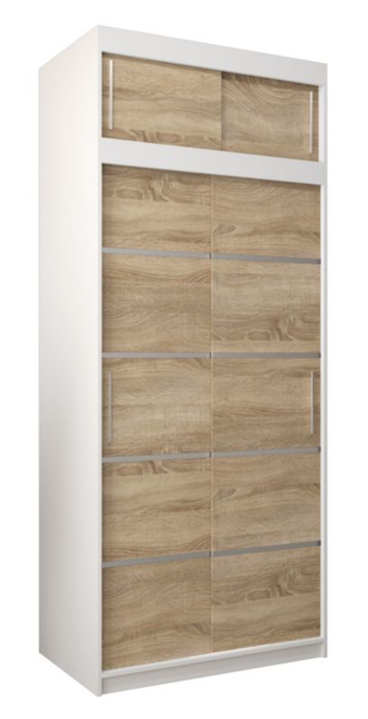 Szafa przesuwna Abiks Verona 1 100 biały + sonoma z nadstawką 1 szt.