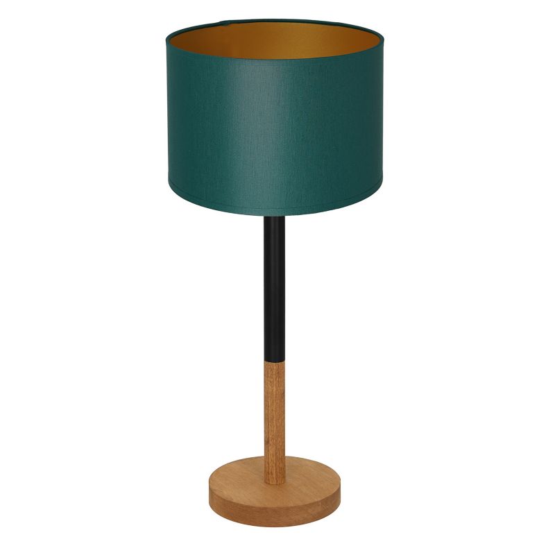 Lampka stołowa Luminex Table Lamps zielono-czarno-drewniana drewniana 1 x E27 x 15W IP20 wym: 56 x 25 x 25 cm drewno - 1 szt.