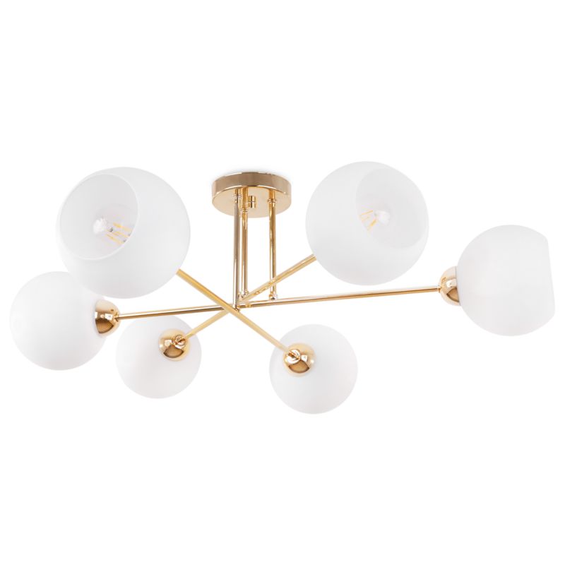 Lampa sufitowa wisząca Light Home LH Asturia 6x E27 60W złoty klosz biały 1szt.