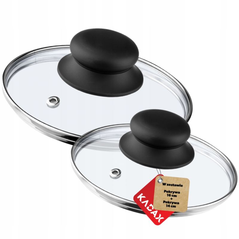 Pokrywka KADAX Szklana Do Garnka Patelni 14cm + 16cm 2 szt.