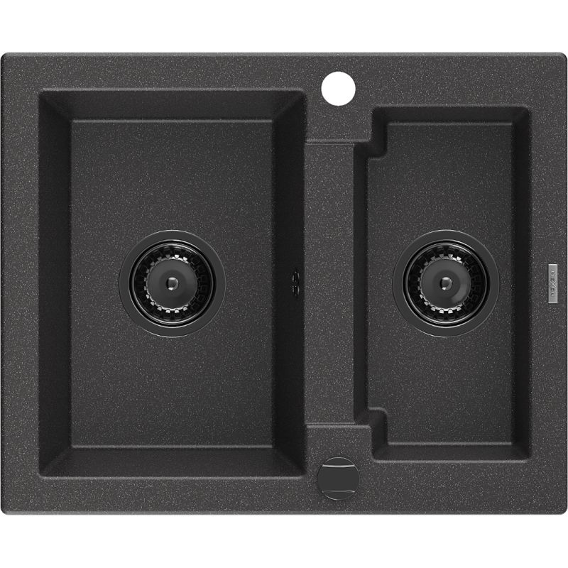 Zlewozmywak wpuszczany Mexen Carlos 1,5-komorowy czarny nakrapiany 582x475 mm 6518581500-76-B