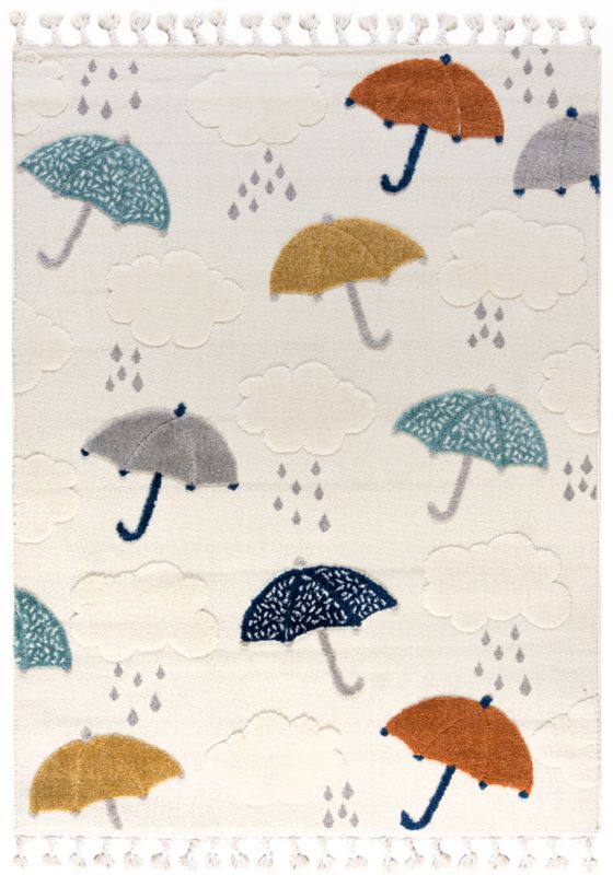 Dywan Dziecięcy Buffo Ombrell Prostokąt Mazovia 160x230 cm Beżowy Kremowy Motyw Parasol 1 szt.