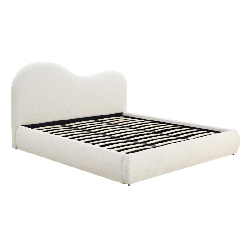 Łóżko Mebel Elite TALINN 180x200 Tapicerowane Podwójne Dwuosobowe Do Sypialni Kremowy 1 szt