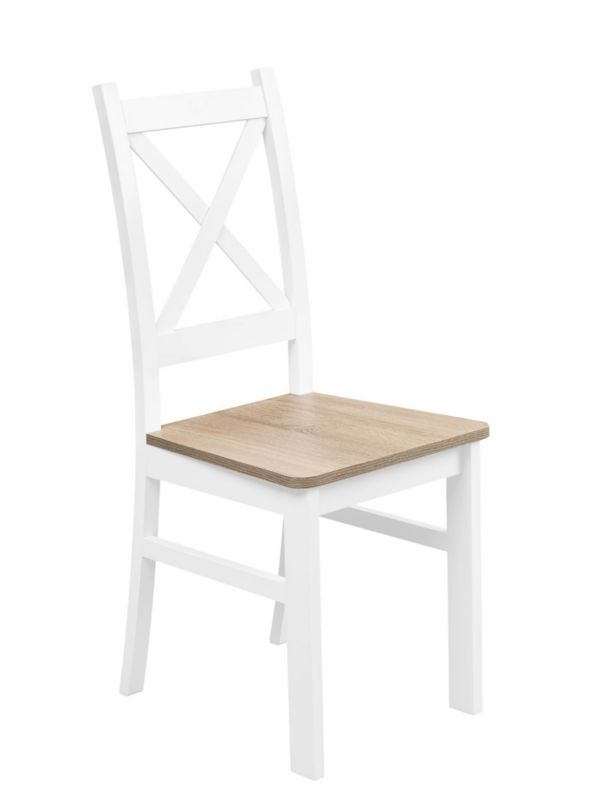 Krzesło krzyżak Bonni do jadalni Biały/Dąb Sonoma 1 szt.
