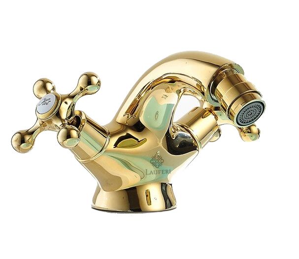 Bateria bidetowa / umywalkowa Lauferi ABELIA mosiężna złota retro 1 szt.