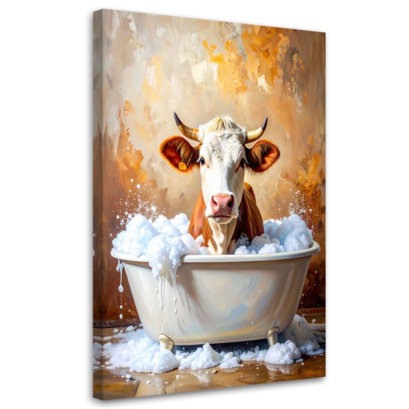 Obraz do łazienki pokoju Feeby Krowa w wannie z pianą 60x90cm 1szt
