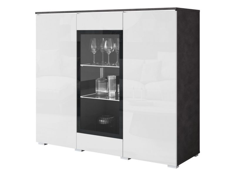 Komoda MIRJAN 24 Vera 120 z białym oświelteniem LED matera/biały połysk 1 szt.