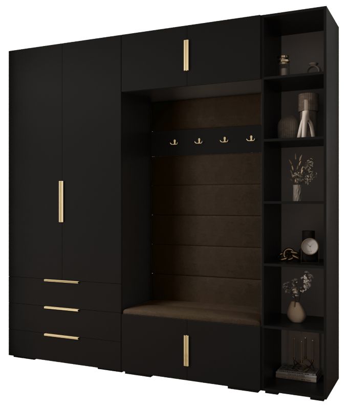 Garderoba do przedpokoju Abiks INOVA 1 Z10 czarny+złoty+manila04 1szt.