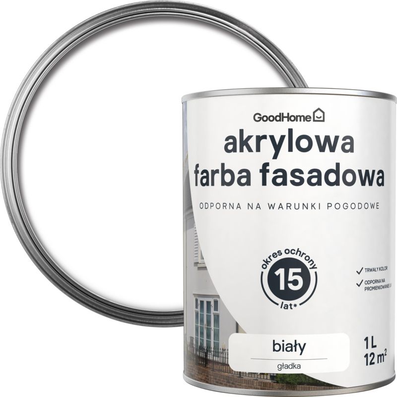 Farba elewacyjna GoodHome biała 1 l