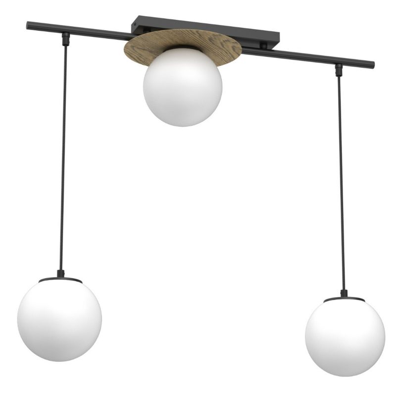 Lampa wisząca Luminex Orbital czarny matowa-ciemne drewno-biała wym: 110 x 74 x 24 cm 3xE27 x 15W 1 szt.