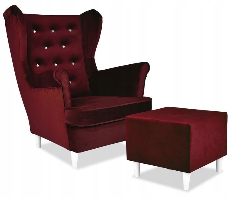 Fotel uszak do salonu z podnóżkiem Family Meble Diana bordo 1szt
