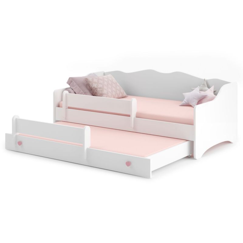 Łóżko podwójne EMMA II 160x80 - Białe / Różowe uchwyty 1szt.