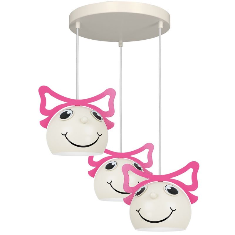 Lampa wisząca Luminex Bambini 3871 kremowo-różowa dziecięca 3xE27 x 15W 1 szt.