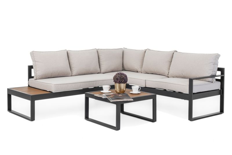 Zestaw mebli ogrodowych narożnik New Home NICEA beżowo grafitowy lewy aluminiowy 1 kpl