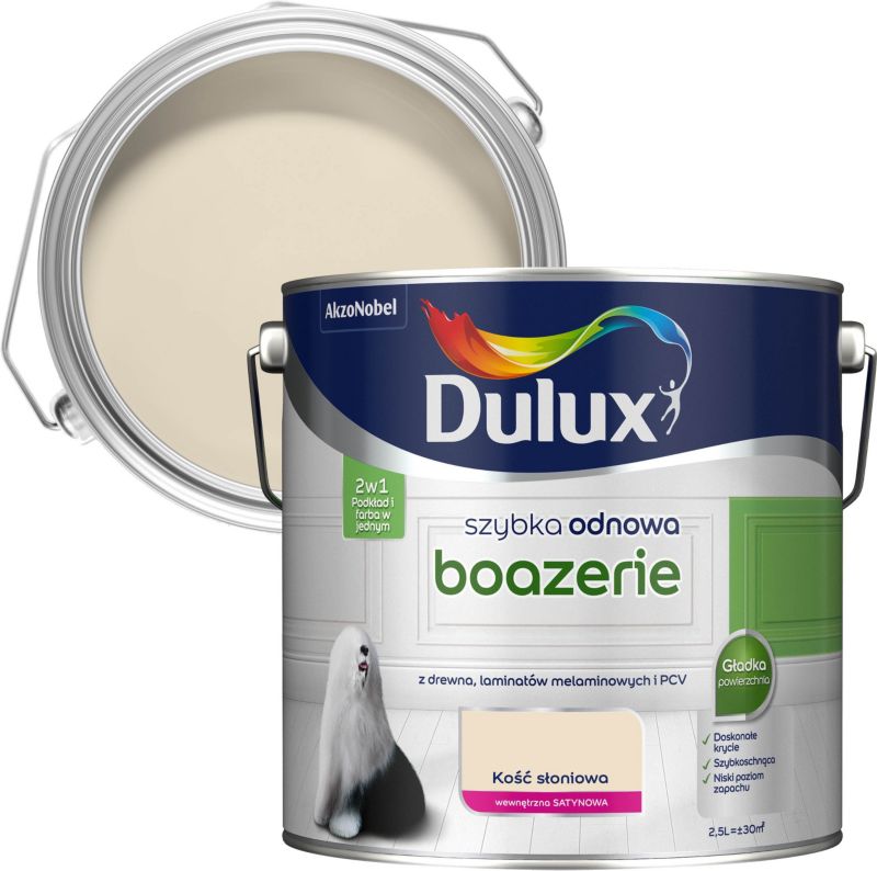 Farba renowacyjna do boazerii Dulux Szybka Odnowa satynowa kość słoniowa 2,5 l