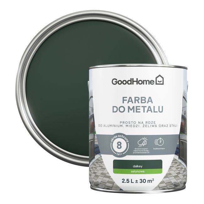 Farba antykorozyjna GoodHome satyna ciemny zielony 2,5 l