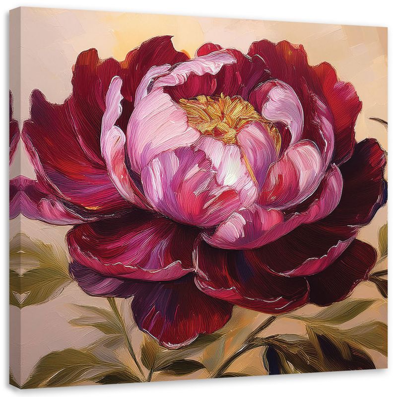 Obraz na płótnie Feeby Kwiat Piownia Czerwony Malowany 30x30cm 1szt