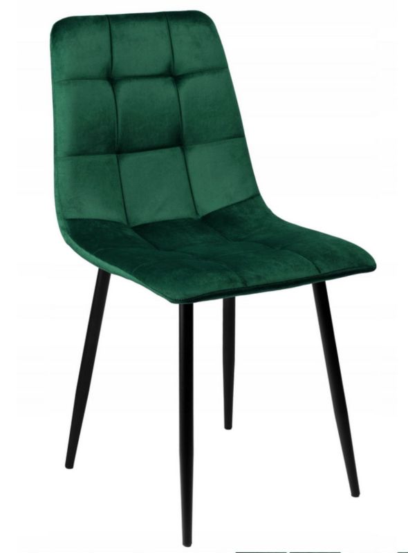 Krzesło tapicerowane Bauerkraft welurowe do salonu jadalni velvet loft butelkowa zieleń 1szt