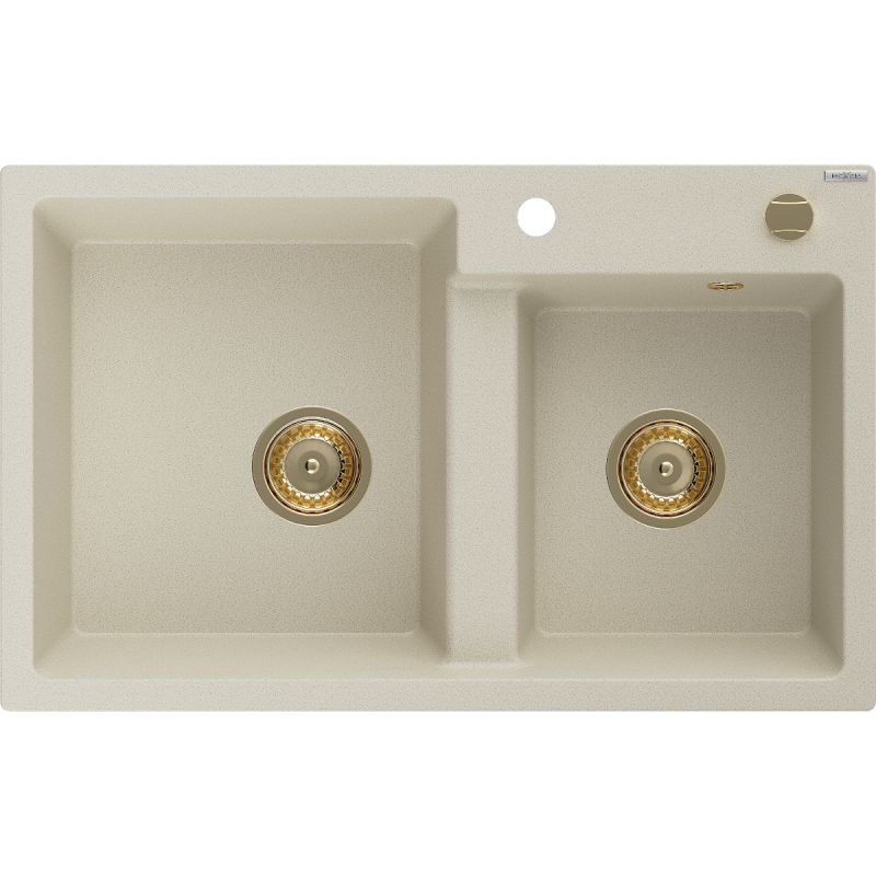 Zlewozmywak wpuszczany Mexen Tomas 2-komorowy beżowy 800x500 mm - 6516802000-69 1 szt.