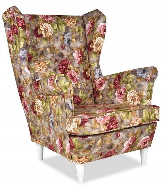 Fotel uszak do salonu Family Meble ARI PRINT róże angielskie 1szt