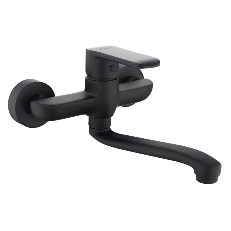 Bateria kuchenna zlewozmywakowa Invena Siros z obrotową wylewką czarny 1 szt.