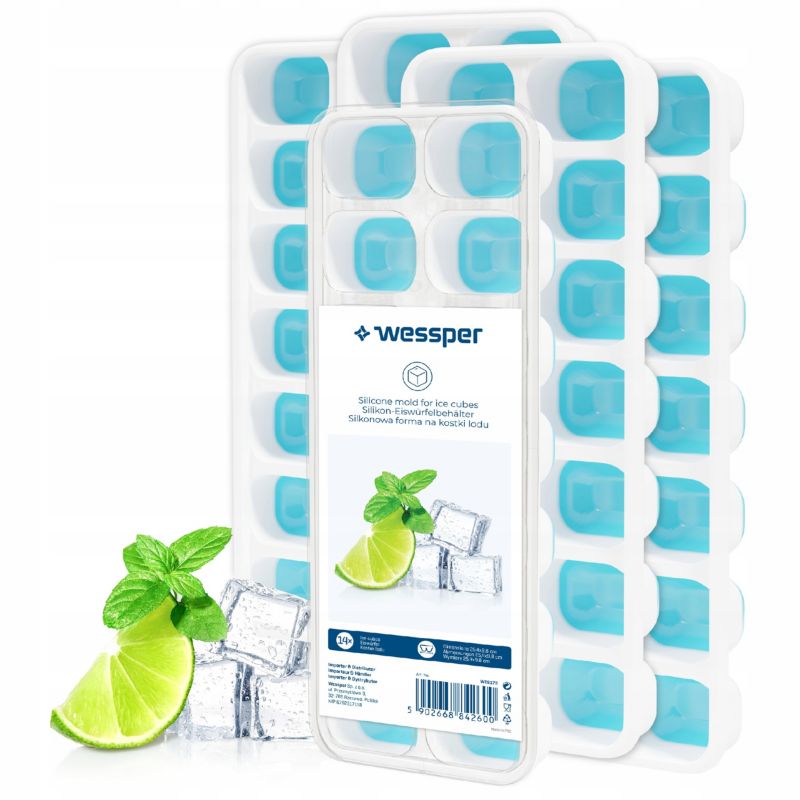 Forma do lodu, Wessper, silikonowa, tacka, kostkarka, 70 kostek, 5szt