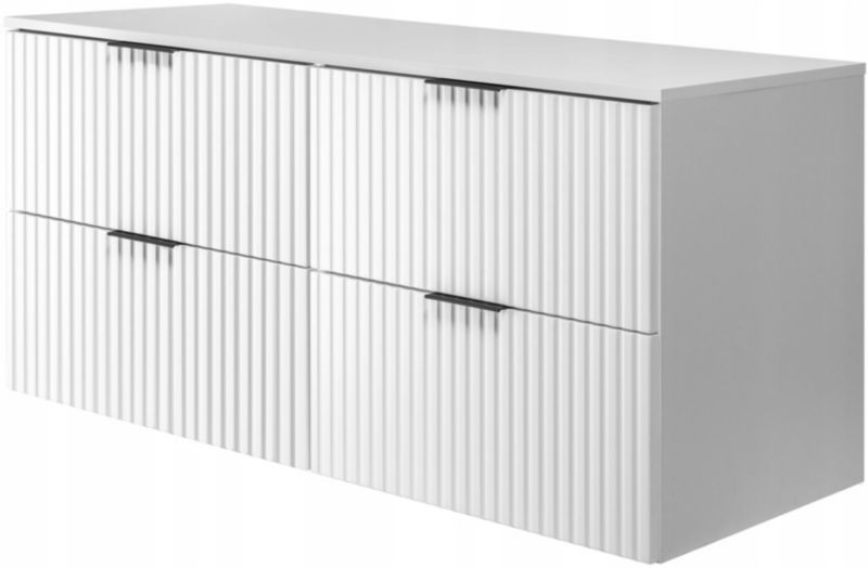Szafka łazienkowa Furnidea 120 cm wisząca ryflowana 4 szuflady biały blat Flow 1 szt.