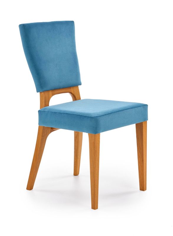 Krzesło Halmar tapicerowane WENANTY niebieskie/dąb miodowy 1 szt