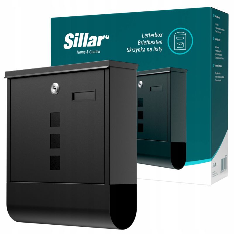 Skrzynka na listy, Sillar, z tubą na gazety, stal ocynkowana, przelotowa, z 2 kluczami, 1szt