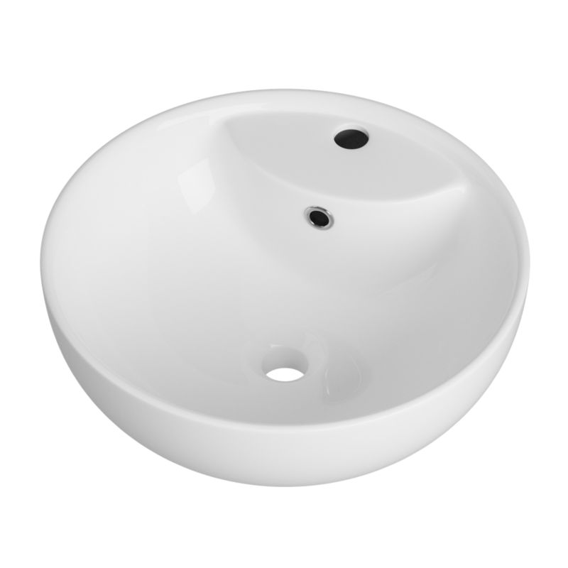 Umywalka Nablatowa Łazienkowa Granitan Java Okrągła Ceramiczna Biała z Przelewm 1szt.