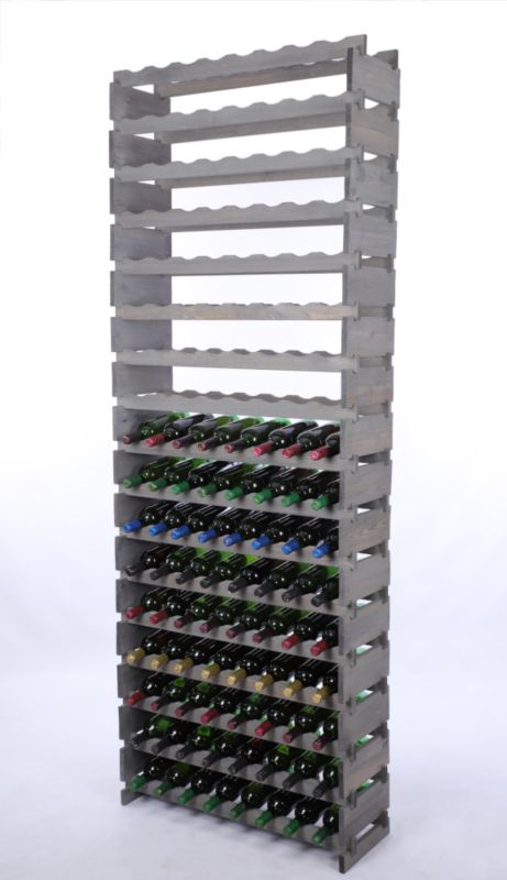 Stojak na wino MODO24 regał modułowy na butelki 17 leżni x 8 butelek montaż bez narzędzi impregnacja szara 1 szt.