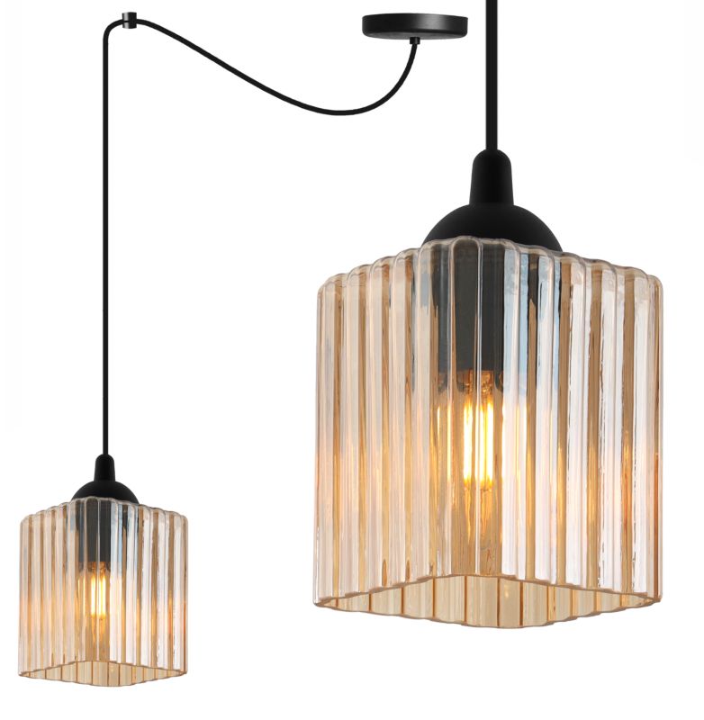 Lampa sufitowa wisząca Light Home LH Riffle Pająk 1x E27 60W czarny/miodowy 1szt.