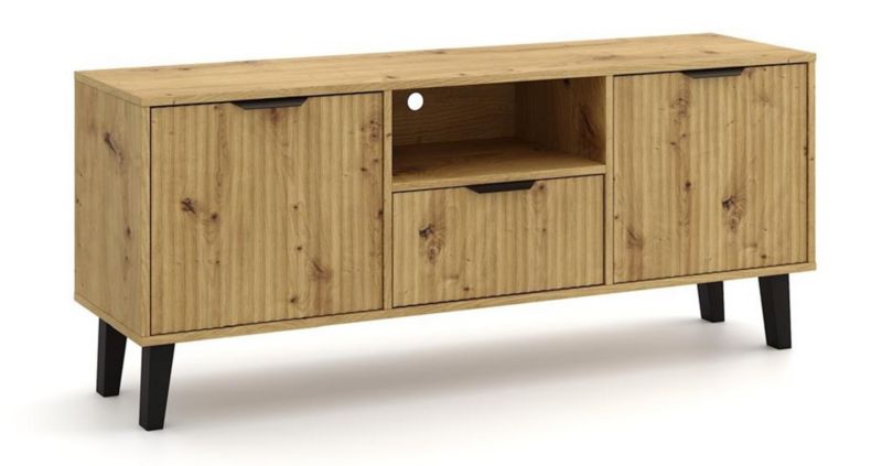 Szafka RTV Topeshop Scandi 2D1S Slim dąb artisan 140x58x39 cm 1 szt
