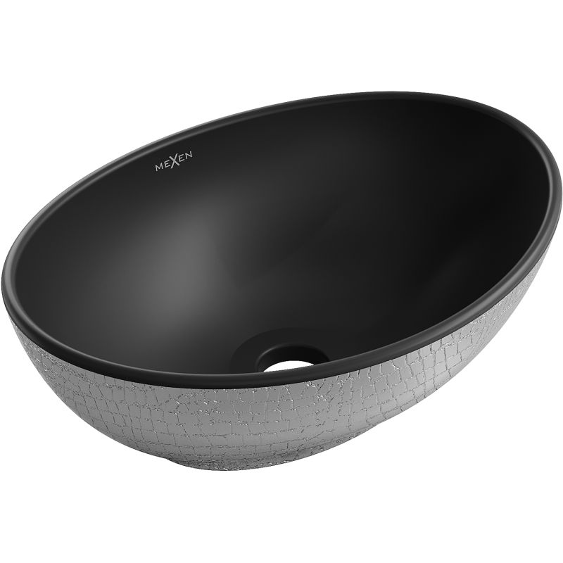 Umywalka nablatowa Mexen Elza czarny/srebrny 40x33 cm 1 szt.