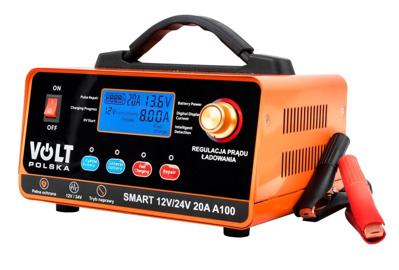 Prostownik akumulatorowy Volt Polska inteligentny SMART A100 ładowarka 12V / 24V 20A 1szt.