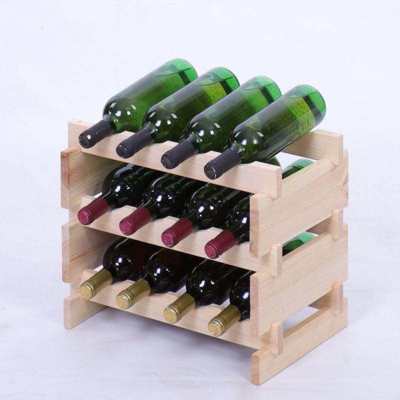 Stojak na wino MODO24 regał modułowy na butelki 3 leżnie x 4 butelki montaż bez narzędzi naturalne drewno 1 szt.