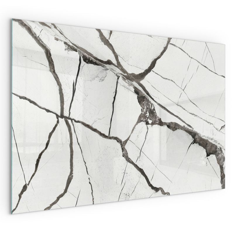 Szklana Podkładka Pod Kominek Prostokąt Wallfluent 60x40 cm Marmurowe żyłki 1 szt.