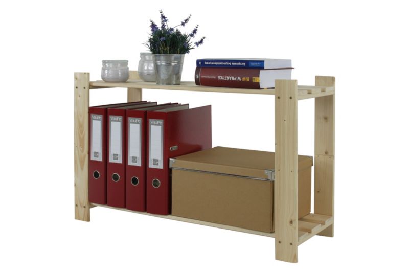 Regał drewniany MODO24 naturalne drewno szeroki sosnowy eko do książek i zabawek 1 szt.