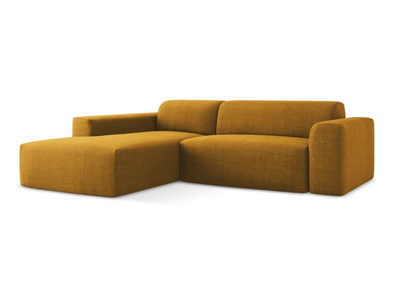Narożnik lewostronny LaMiaSofa BOVA z tkaniny strukturalnej 270x190 cm musztardowy 1 szt.