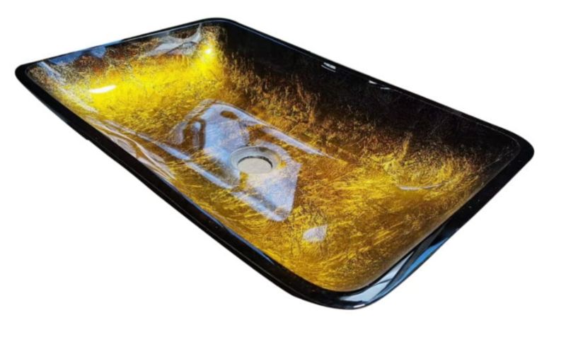 Umywalka szklana Domotechnika 56x36x9,5 cm złota 1 szt.