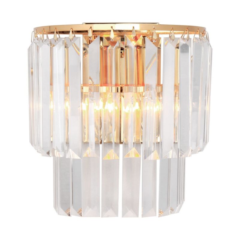 Kinkiet ścienny Zuma Line Amedeo złoto-przezroczysty szkło kryształowe 2 x E14 x 40W IP20 wym: 25 x 24 cm - 1 szt.