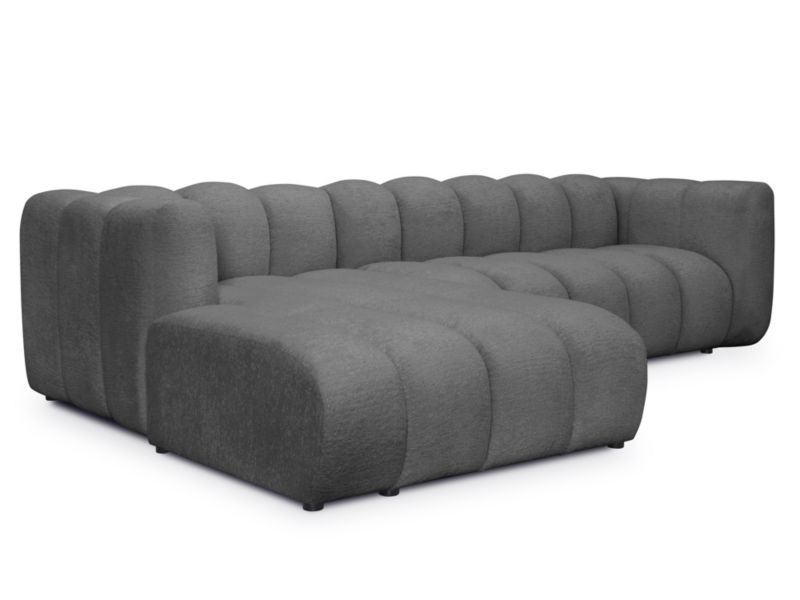 Narożnik lewostronny LaMiaSofa NAPOLI z tkaniny szenilowej 258x179 cm ciemny szary 1 szt.