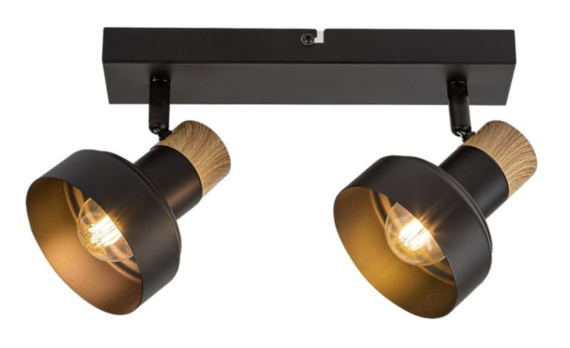 Oprawa sufitowa Rabalux Saskia czarny-dąb 2 x E14 x IP20 wym: 15 x 29 x 10 cm - 1 szt.