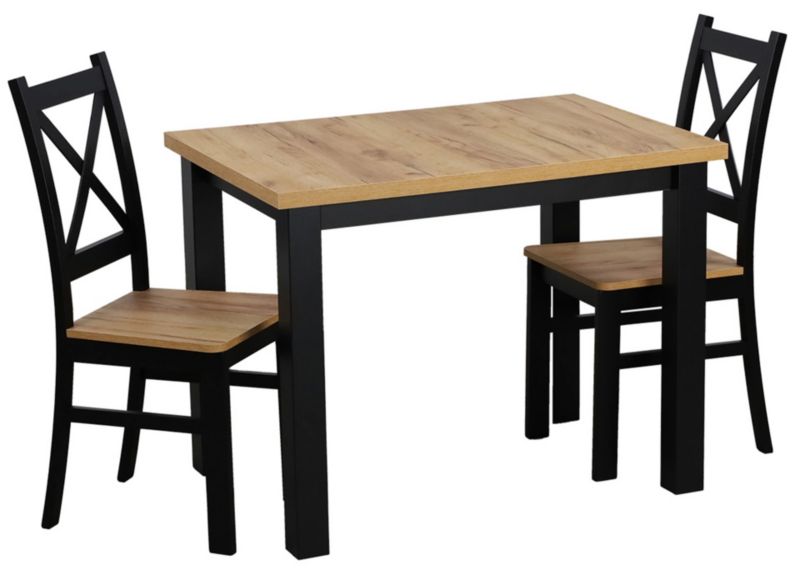 Zestaw stół 100x70 z 2 krzesłami Bonni M019-2 Czarny/Dąb Craft 1 kpl.