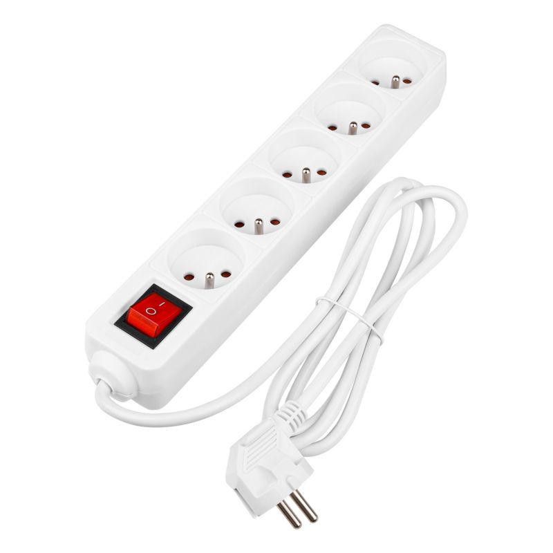 Przedłużacz listwa zasilająca MasterLED Silo 5 gniazd 1.5m włącznik uziemienie biały 1 szt.